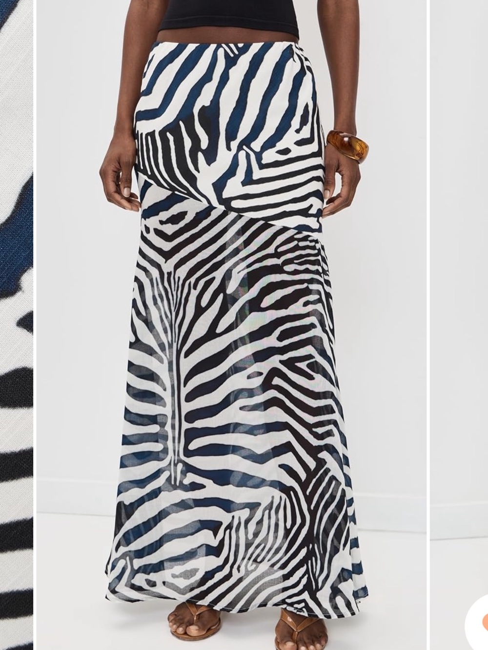 Seven Wonders Blue & White Zebra-Print Maxi Skirt